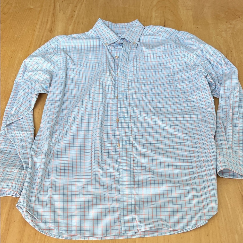 Southern Tide Light Blue and Red Plaid Shirt
